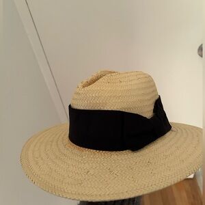 Straw wide brimmed fedora